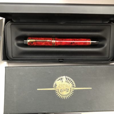 Louis Vuitton Doc Burgundy Leather & Gold Rollerball Pen - Preowned