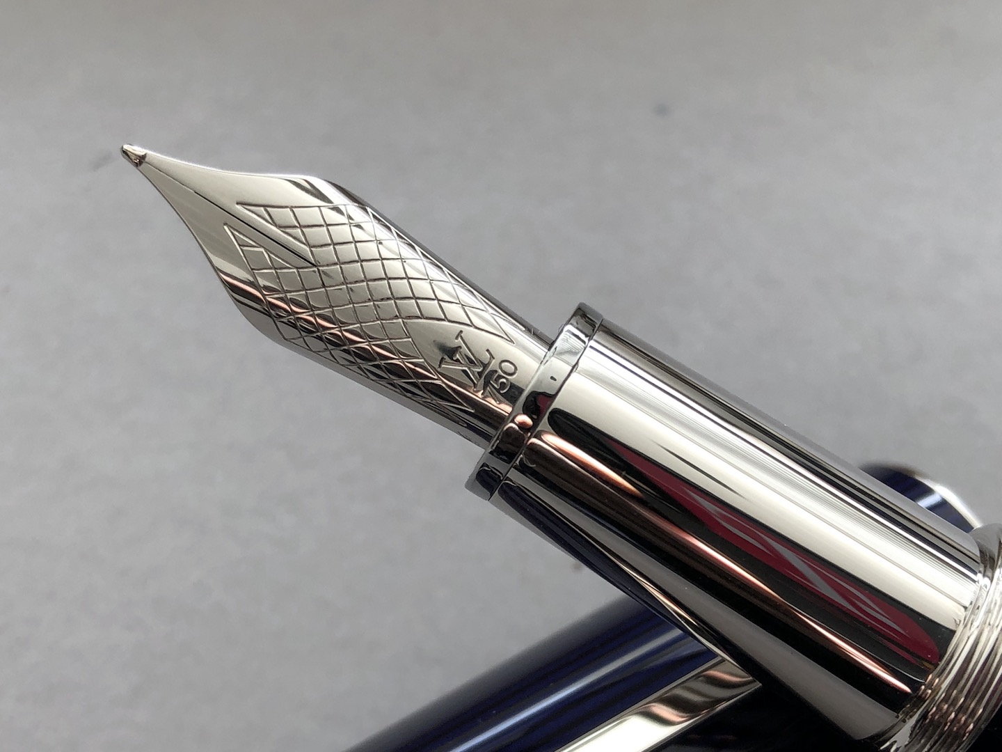 Louis Vuitton Blue Checkered Fountain Writing Instrument Pen No Ink (R2)